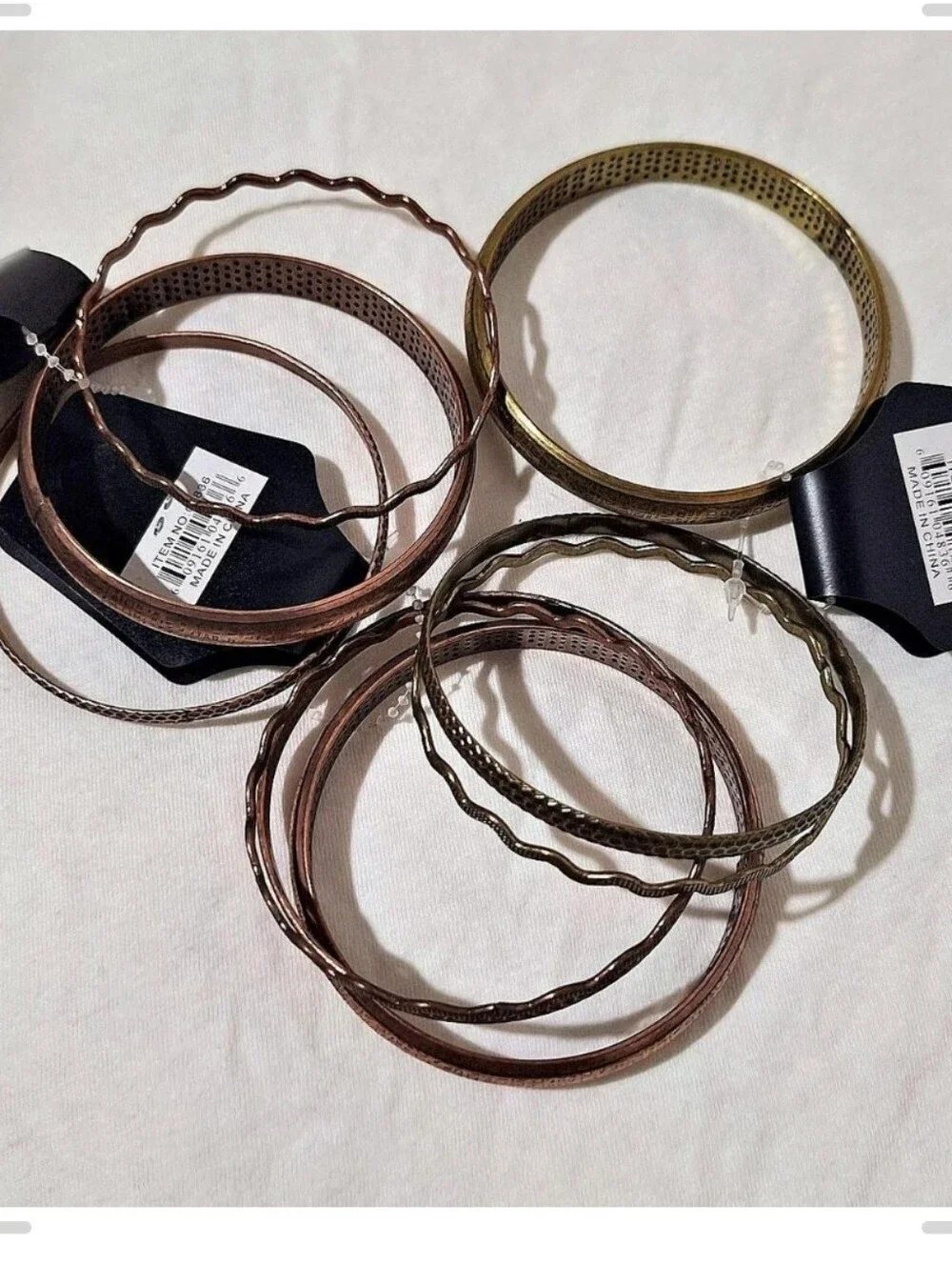 Mixed Metal Women's Bangle Bracelet Set - Brown & Gold